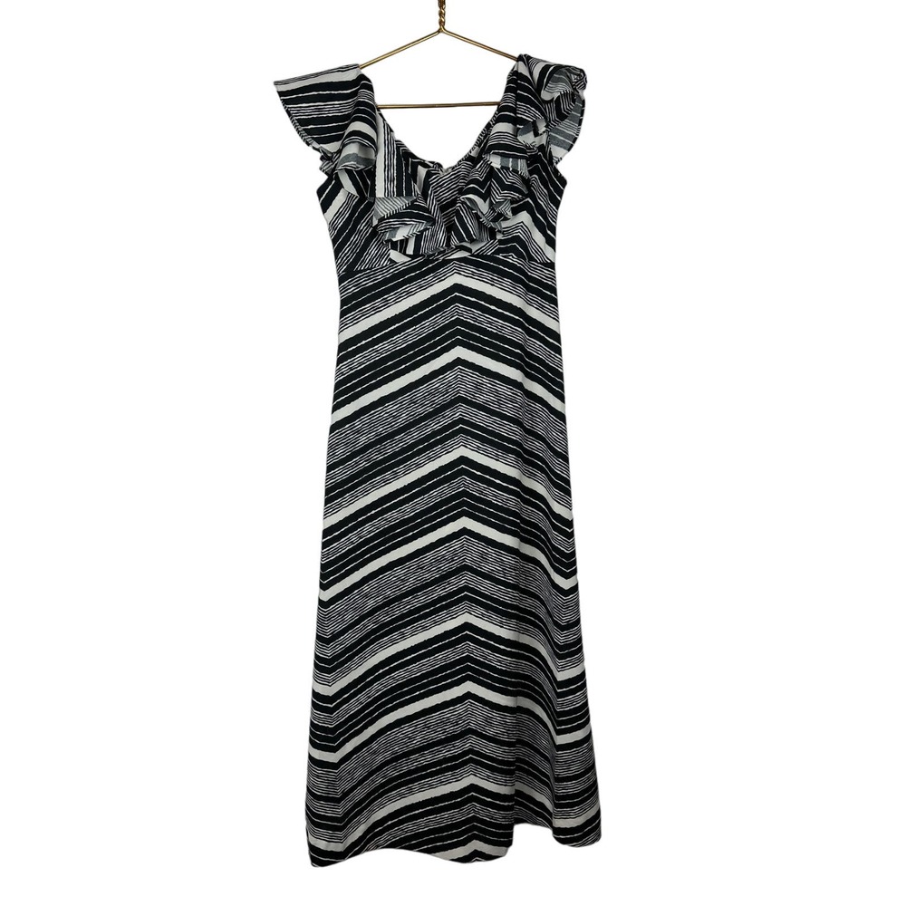 Castello d'Elmo Italian Vintage 1970's Striped Ruffle Top Sleeveless Maxi Dress